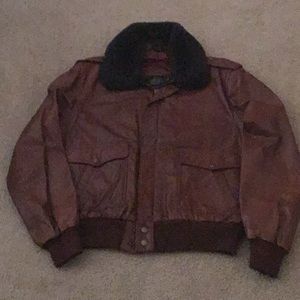 Men's Brown Bomber Jacket with Black Collar